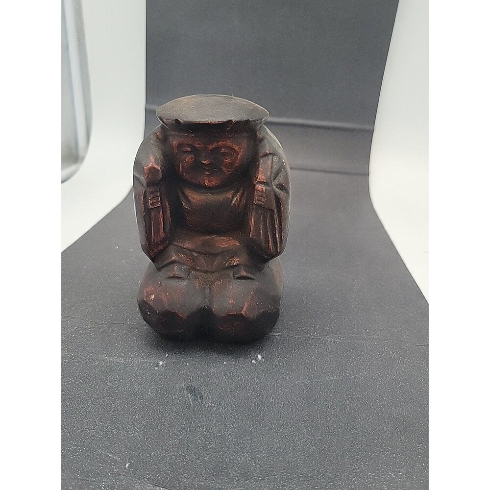 Small Japanese Daikoku Figure Pottery? Signed Vtg MCM Estate Sale Statue